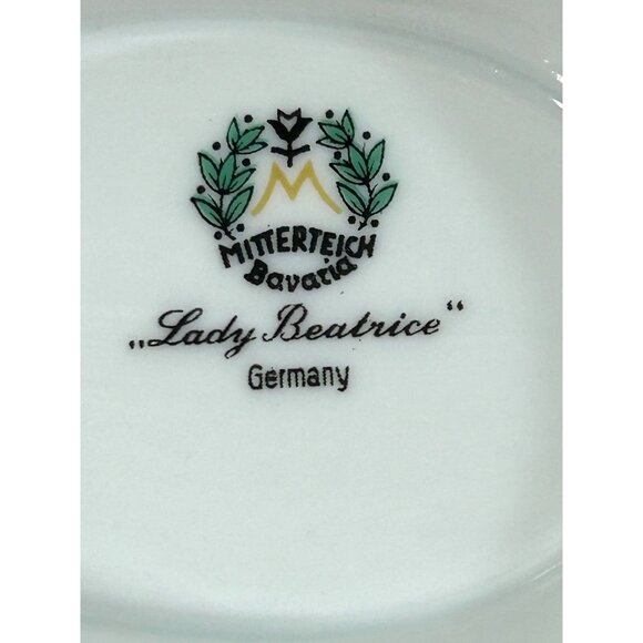 Lady Beatrice Gravy Boat Germany White Pink Roses Daisies Gold Trim Porcelain - Picture 6 of 16